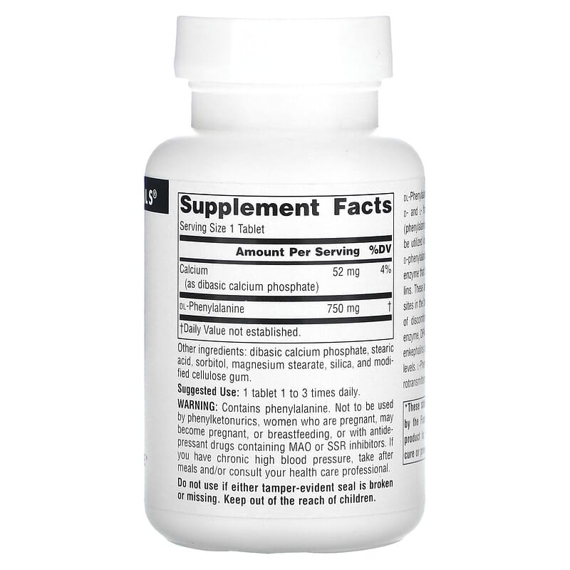 Source Naturals, DLPA, 750 mg, 60 Tablets 21078001652