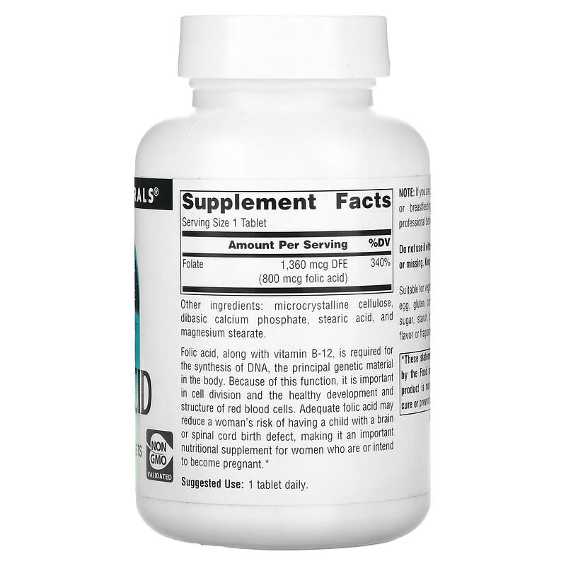 Source Naturals, Folic Acid, 800 mcg, 500 Tablets 21078004844
