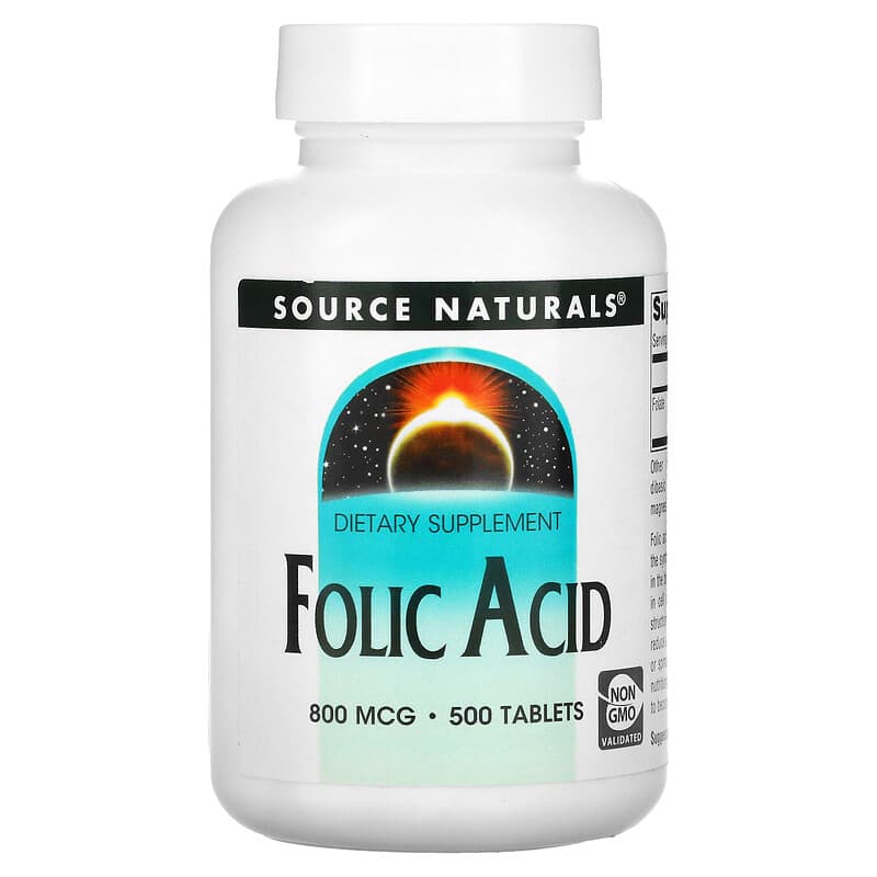 Source Naturals Folic Acid 800 mcg 500 Tablets 21078004844