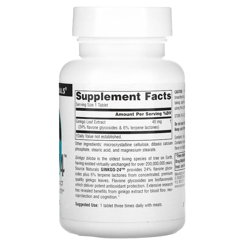 Source Naturals, Ginkgo-24, 40 mg, 120 Tablets 21078000761