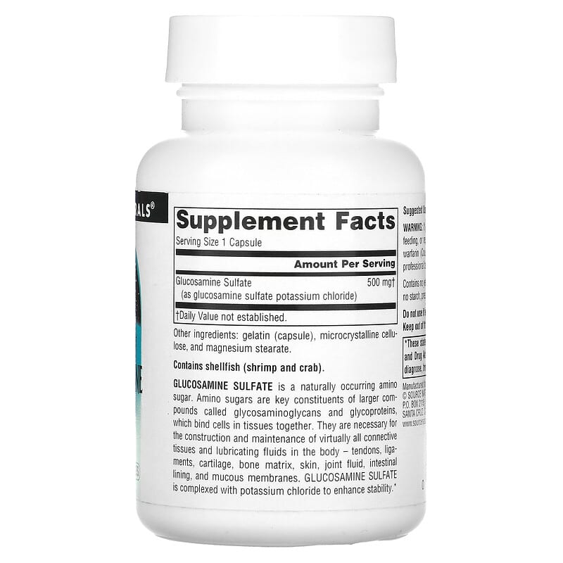 Source Naturals, Glucosamine Sulfate, Sodium Free, 500 mg, 60 Capsules 21078015901
