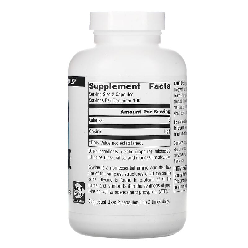 Source Naturals, Glycine, 500 mg, 200 Capsules 21078016052