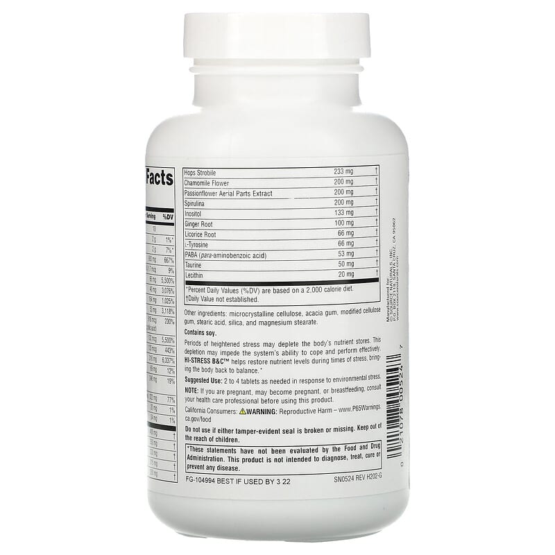 Source Naturals, Hi-Stress B&C with Herbs, 120 Tablets 21078005247