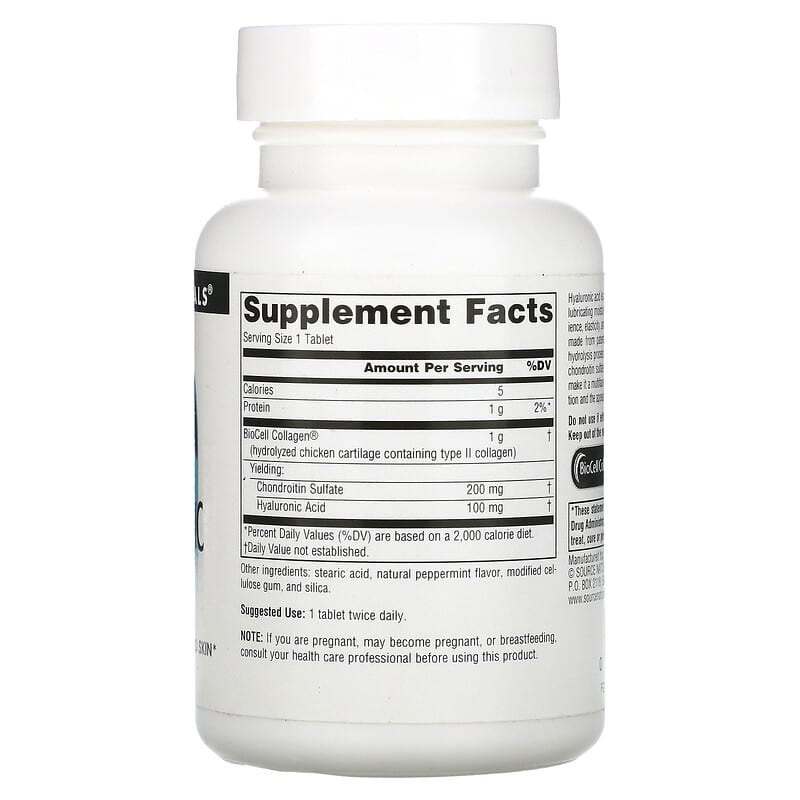 Source Naturals, Hyaluronic Acid, 100 mg, 30 Tablets 21078018131