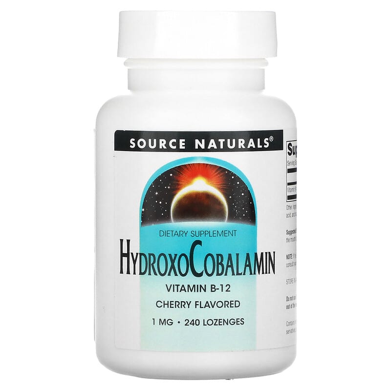 Source Naturals HydroxoCobalamin Vitamin B-12 Cherry 1 mg 240 Lozenge 21078026563
