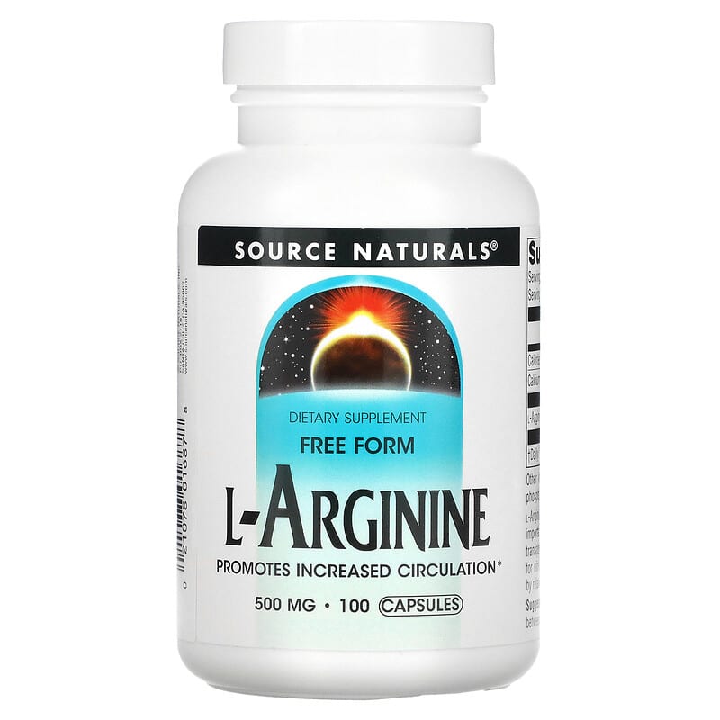 Source Naturals L-Arginine Free Form 500 mg 100 Capsules 21078016878
