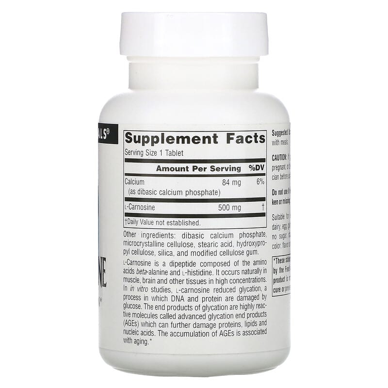 Source Naturals, L-Carnosine, 500 mg, 60 Tablets 21078015581