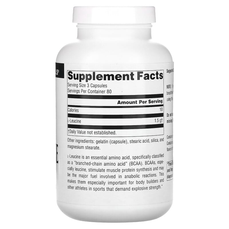 Source Naturals, L-Leucine, 500 mg, 240 Capsules 21078020547