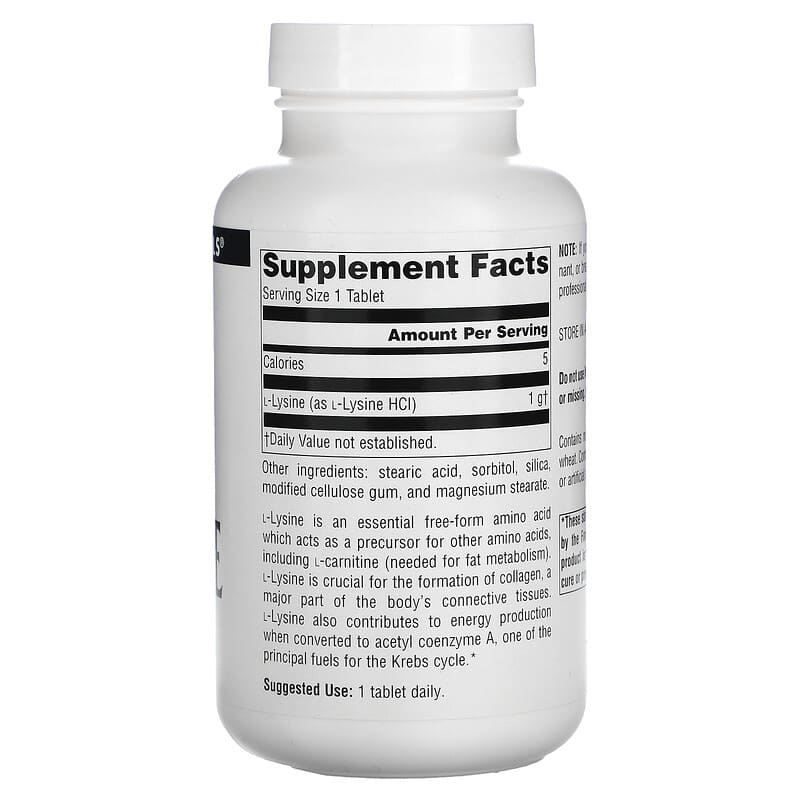 Source Naturals, L-Lysine, 1,000 mg, 100 Tablets 21078001423