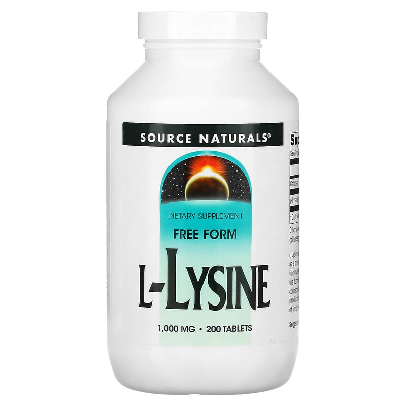 Source Naturals L-Lysine 1,000 mg 200 Tablets 21078026808