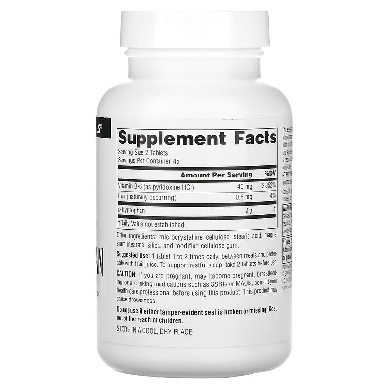 Source Naturals, L-Tryptophan, 1,000 mg, 90 Tablets 21078026105