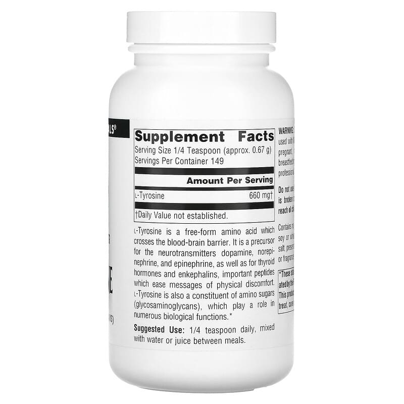Source Naturals, L-Tyrosine, Free-Form Powder, 3.53 oz (100 g) 21078001874