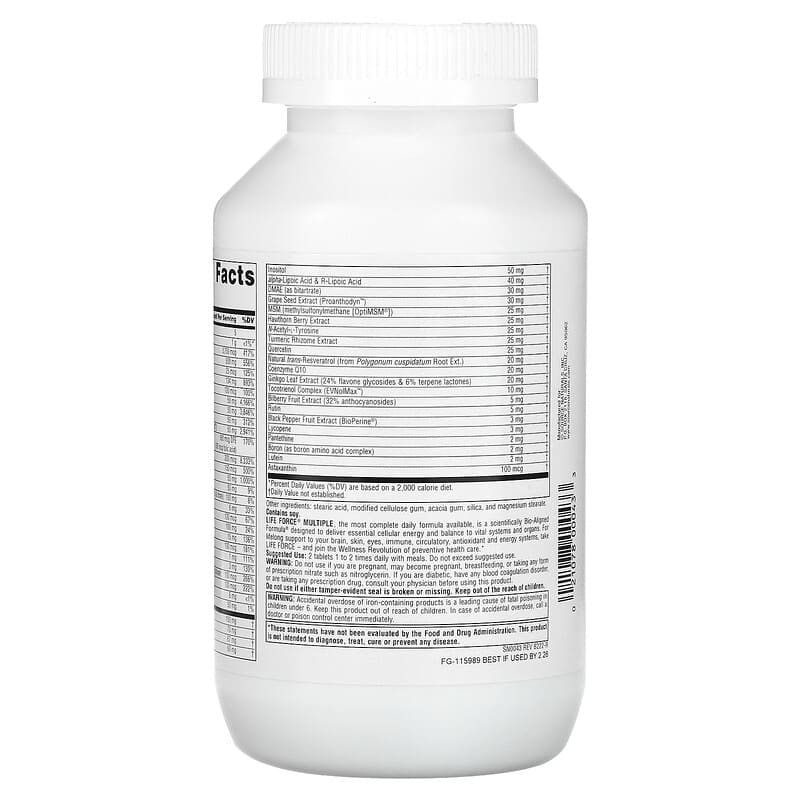 Source Naturals, Life Force Multiple, 180 Tablets 21078000433