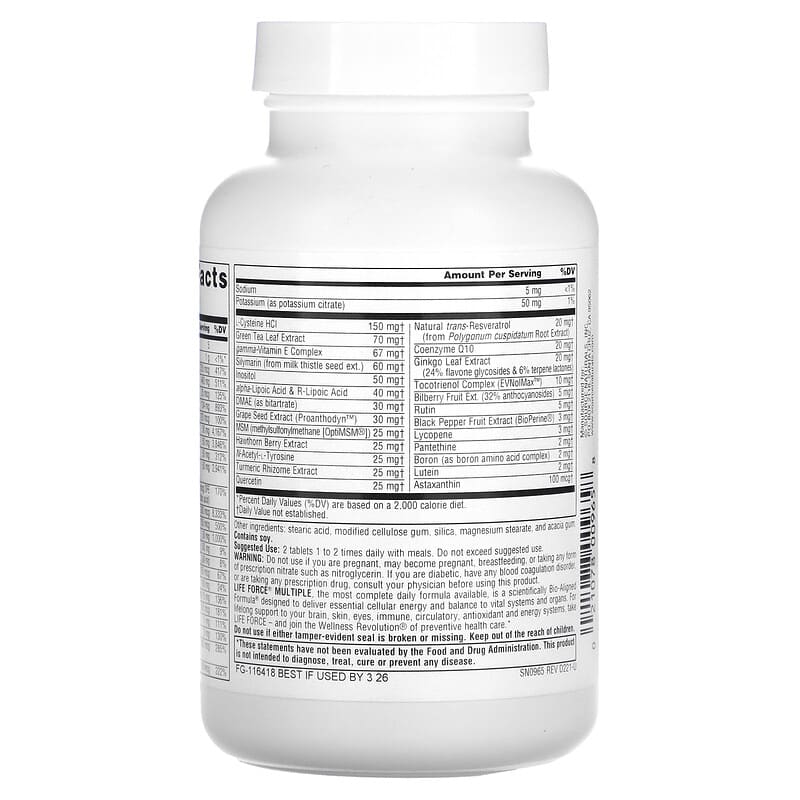 Source Naturals, Life Force Multiple, No Iron, 60 Tablets 21078009658