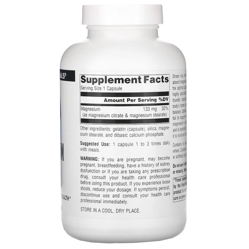 Source Naturals, Magnesium Citrate, 133 mg, 180 Capsules 21078021001