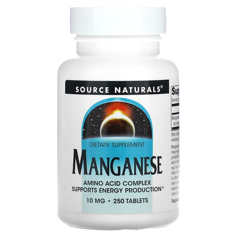 Source Naturals Manganese 10 mg 250 Tablets 21078003434