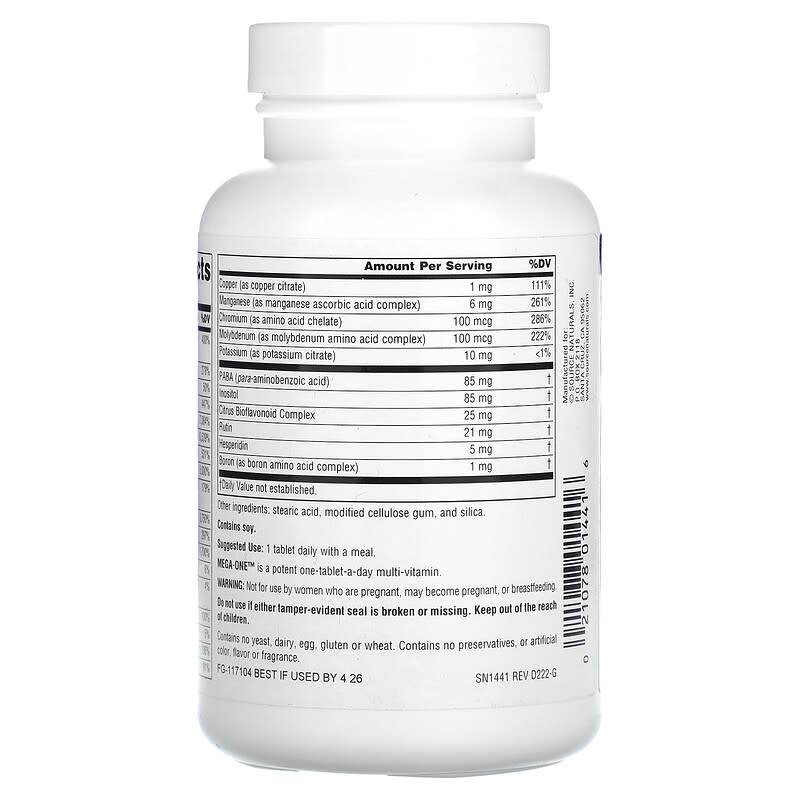 Source Naturals, Mega-One, No Iron, 60 Tablets 21078014416