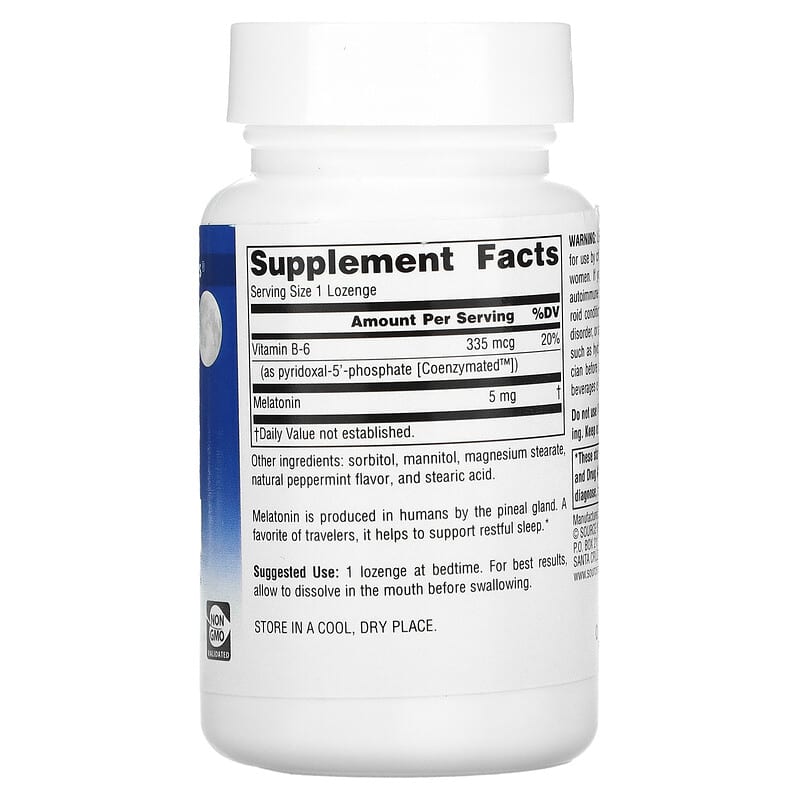 Source Naturals, Melatonin, Peppermint, 5 mg, 200 Lozenges 21078005841