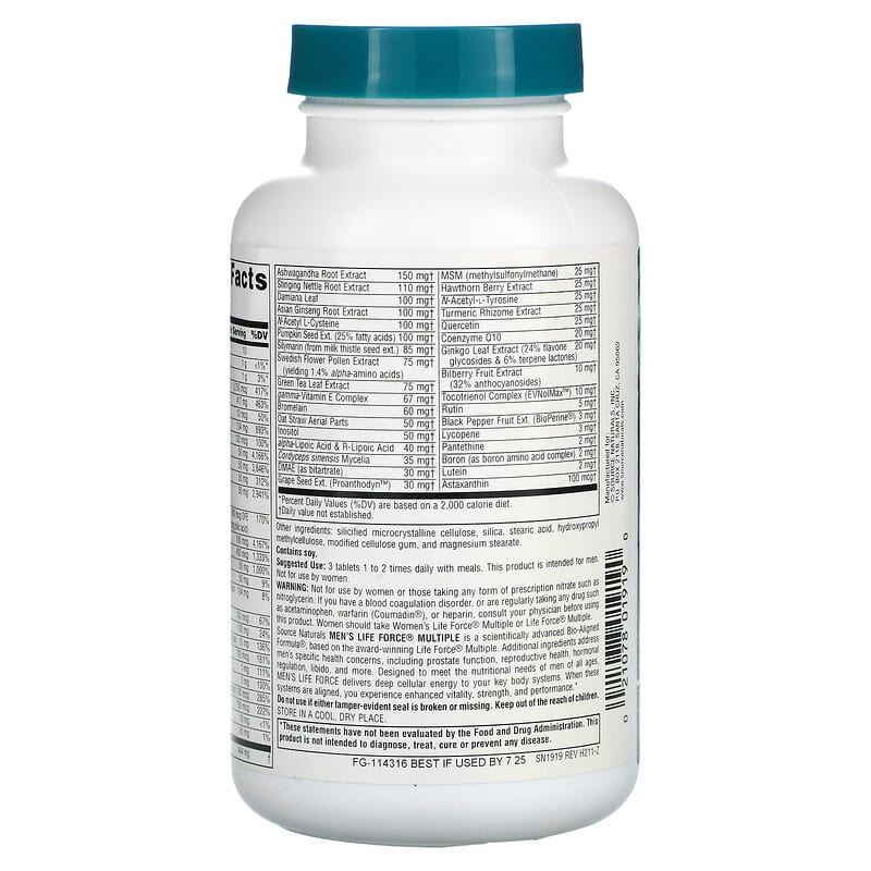 Source Naturals, Men's Life Force Multiple, 90 Tablets 21078019190