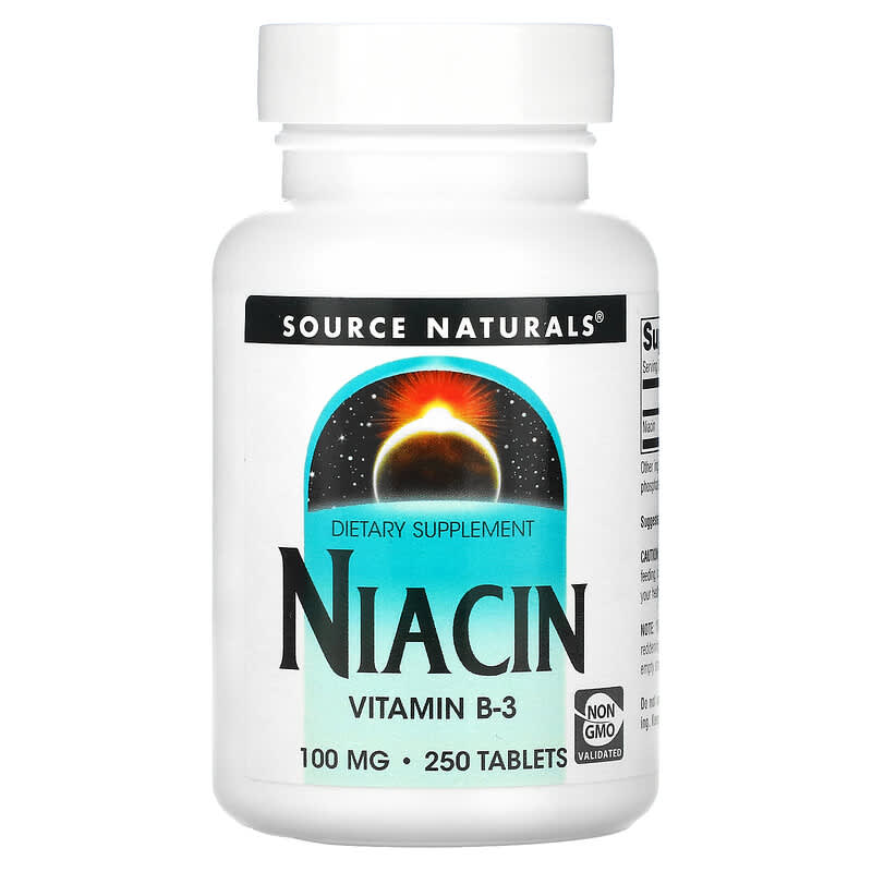 Source Naturals Niacin 100 mg 250 Tablets 21078005025