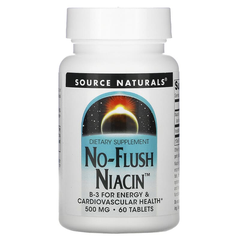 Source Naturals No-Flush Niacin 500 mg 60 Tablets 21078009214
