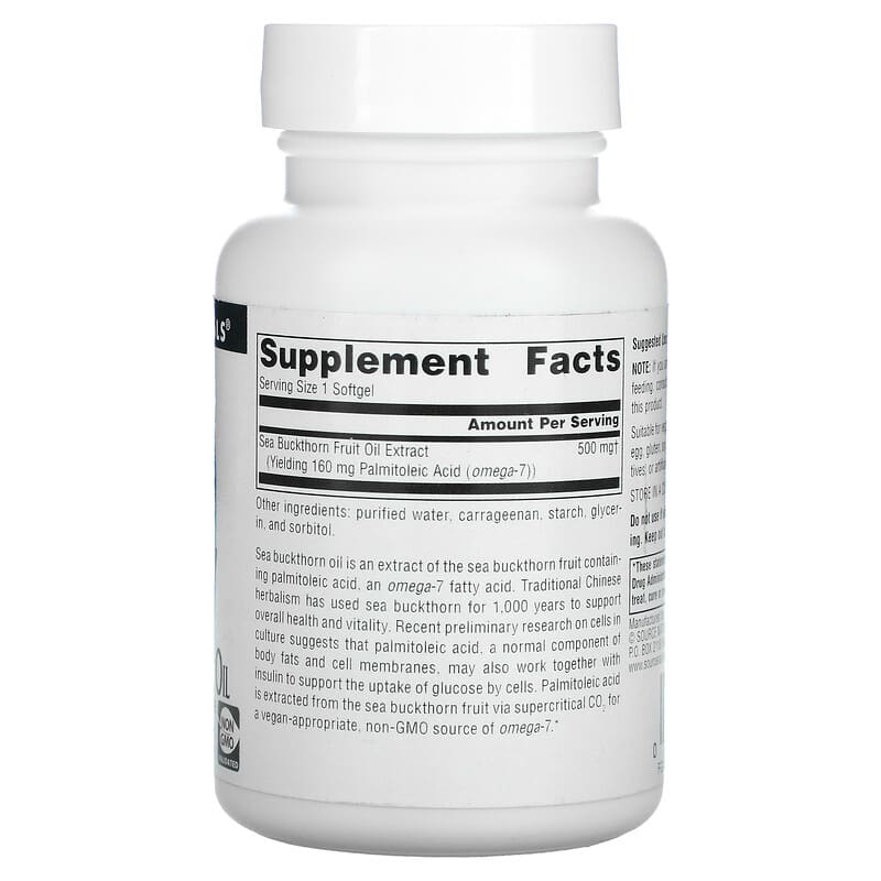 Source Naturals, Omega-7, Seabuckthorn Fruit Oil, 60 Vegi Softgels 21078025542