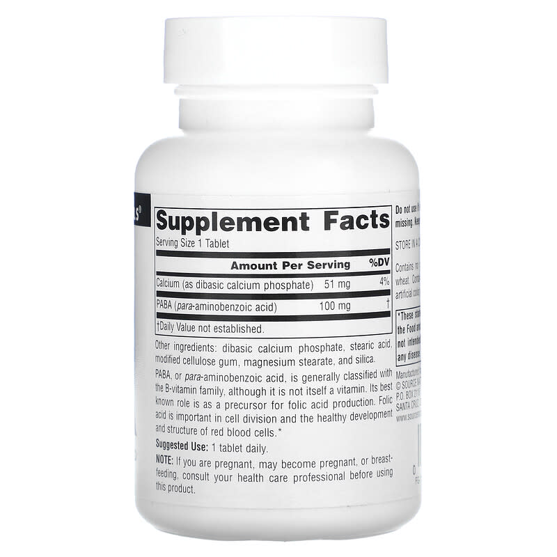 Source Naturals, PABA, 100 mg, 250 Tablets 21078005087