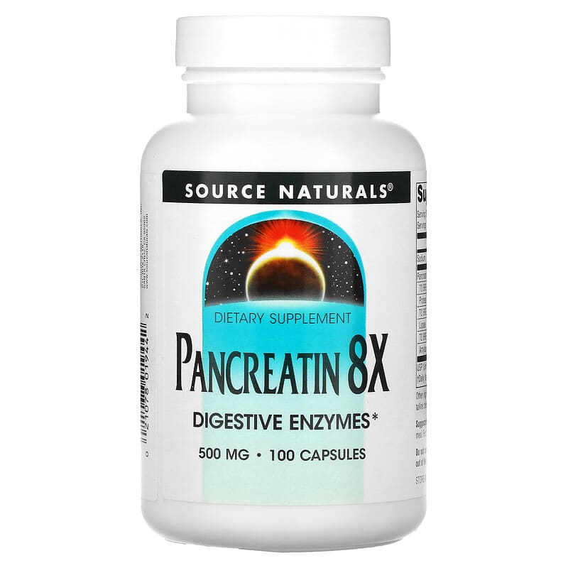 Source Naturals Pancreatin 8X 500 mg 100 Capsules 21078019442