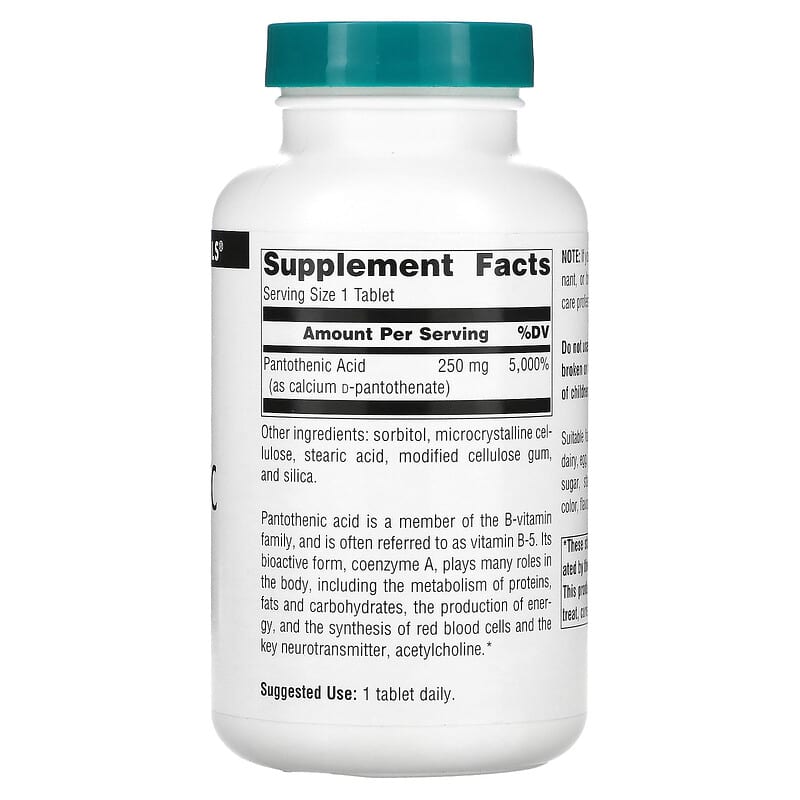 Source Naturals, Pantothenic Acid, 250 mg, 250 Tablets 21078005124