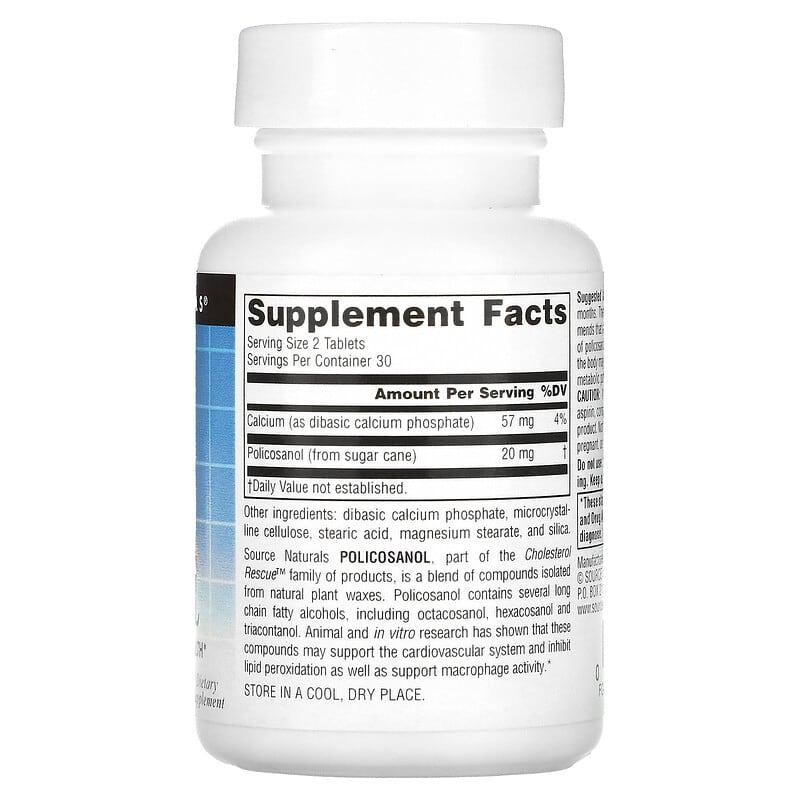 Source Naturals, Policosanol, 10 mg, 60 Tablets 21078014485