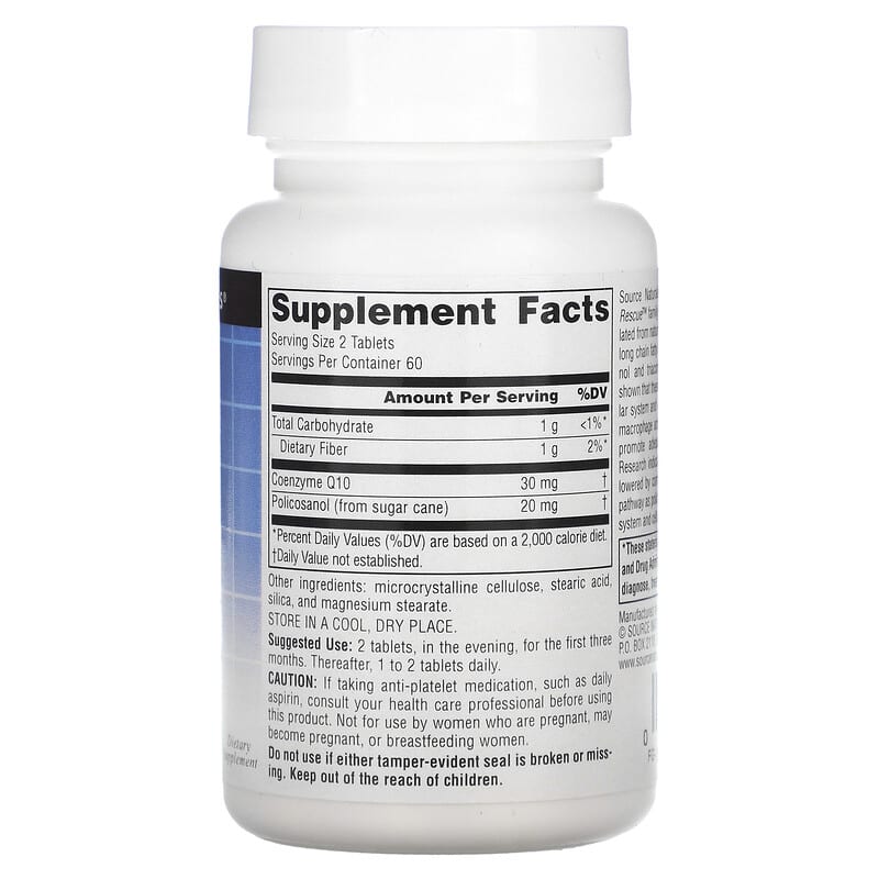 Source Naturals, Policosanol with Coenzyme Q10, 10 mg, 120 Tablets 21078014591