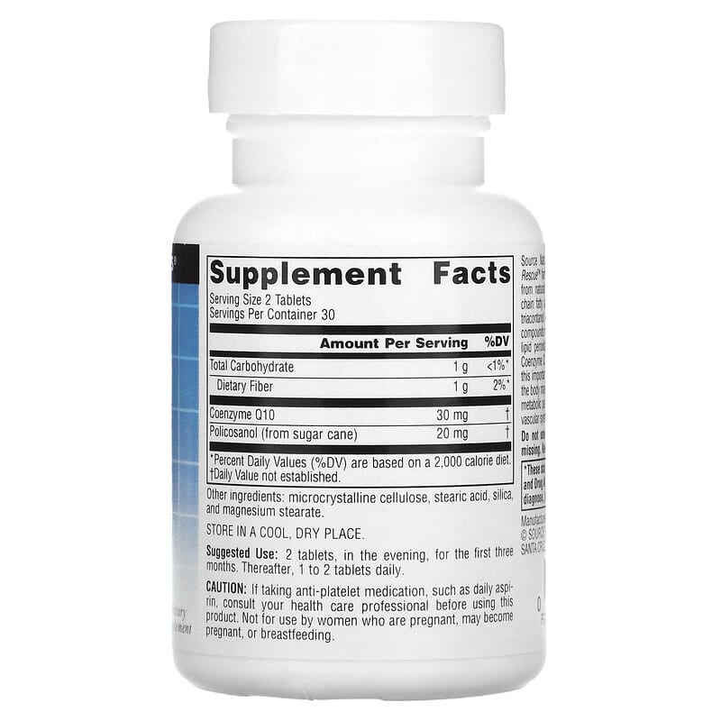 Source Naturals, Policosanol with Coenzyme Q10, 10 mg, 60 Tablets 21078014522