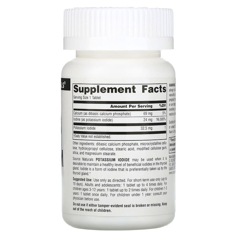Source Naturals, Potassium Iodide, 32.5 mg, 120 Tablets 21078016069