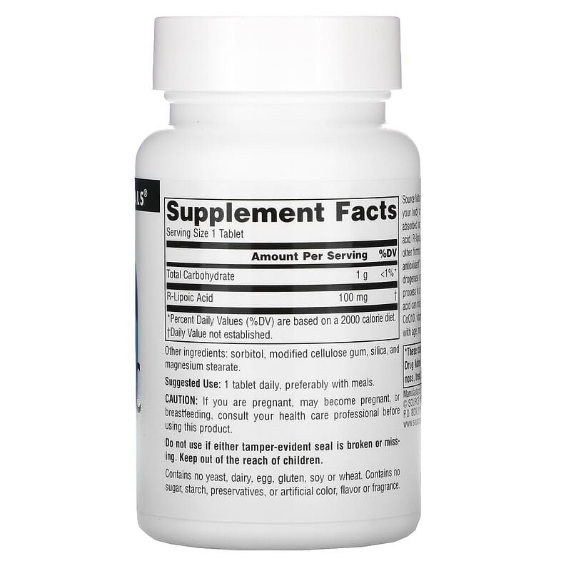 Source Naturals, R-Lipoic Acid, 100 mg, 60 Tablets 21078016649