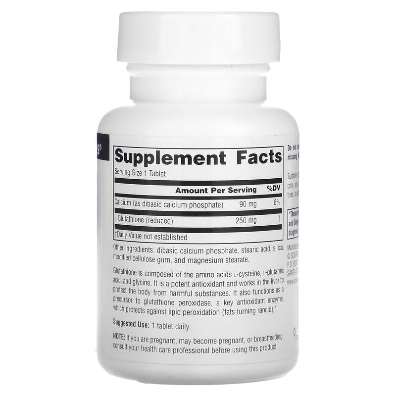 Source Naturals, Reduced Glutathione, 250 mg, 60 Tablets 21078012832