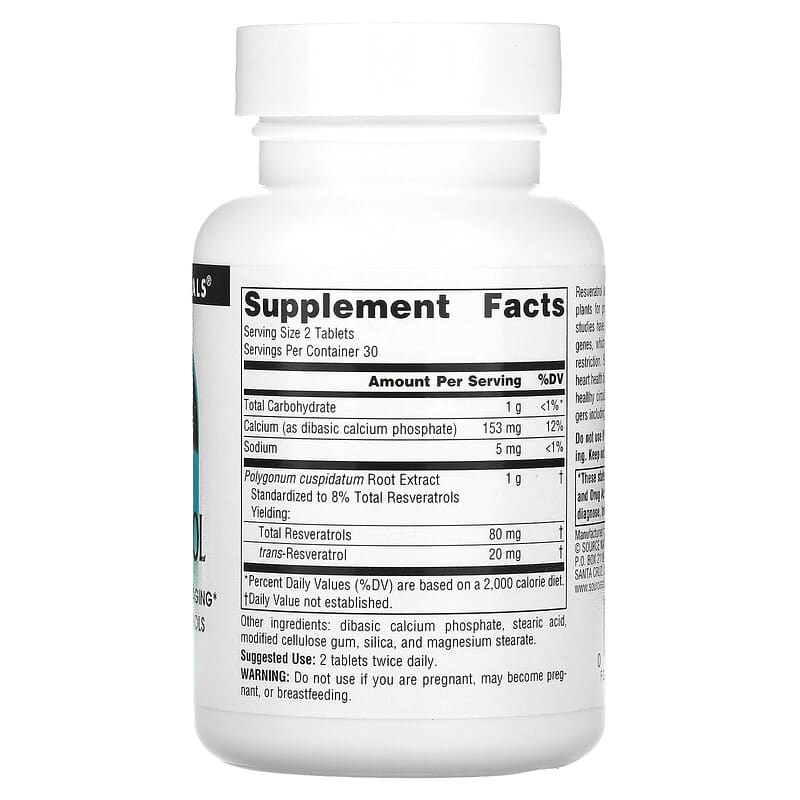 Source Naturals, Resveratrol, 40 mg, 60 Tablets 21078023425