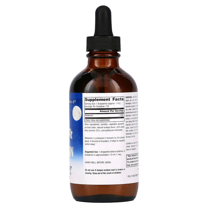 Source Naturals, Sleep Science, Melatonin Liquid, Orange, 1 mg, 4 fl oz (118.28 ml) 21078000877