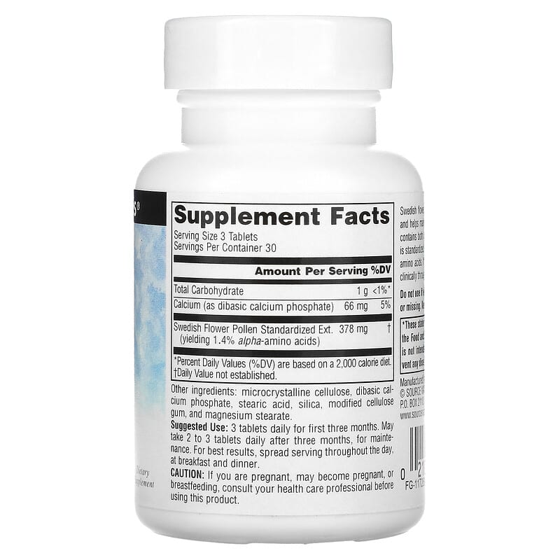 Source Naturals, Swedish Flower Pollen, 90 Tablets 21078012979