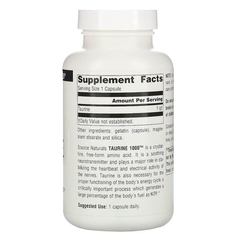 Source Naturals, Taurine 1000, 1,000 mg, 120 Capsules 21078020684