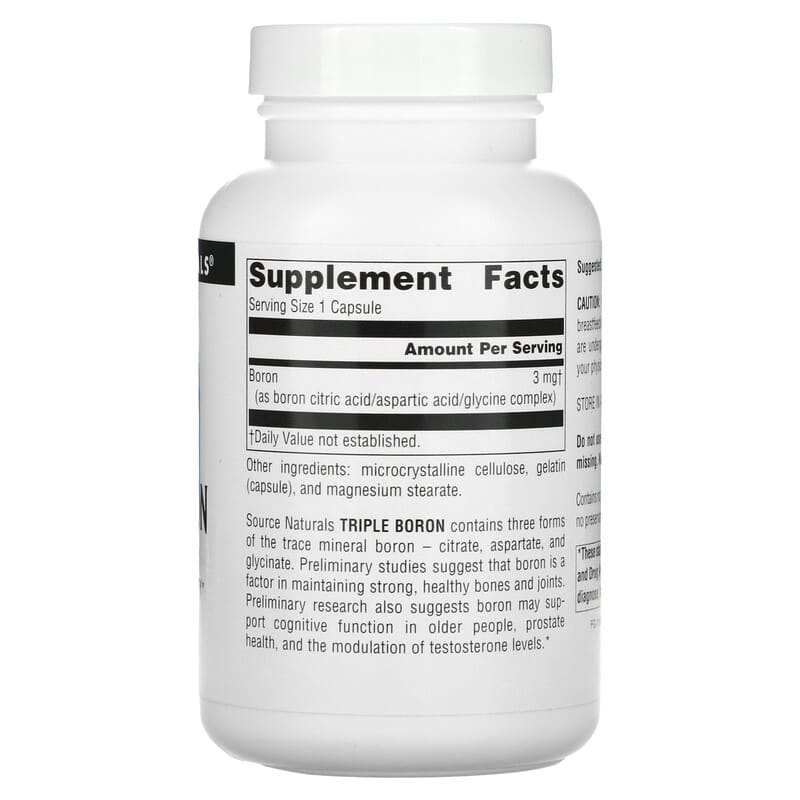 Source Naturals, Triple Boron, 3 mg, 200 Capsules 21078019145