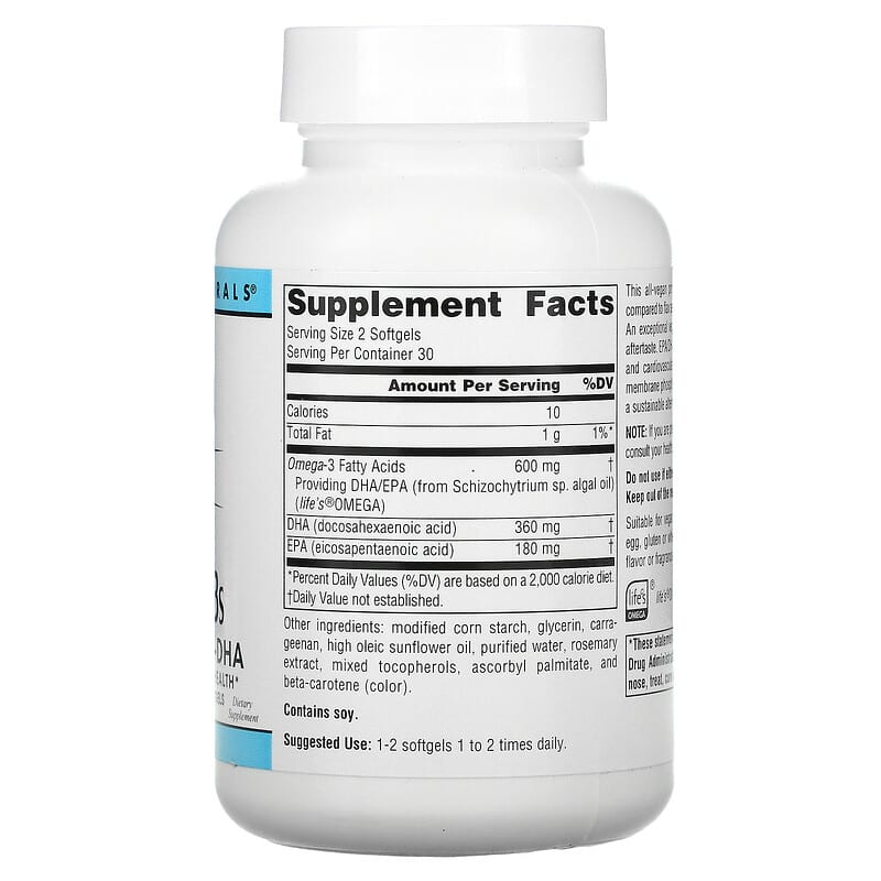 Source Naturals, Vegan Omega-3S, Non-Fish EPA-DHA, 300 mg, 60 Vegan Softgels 21078024590