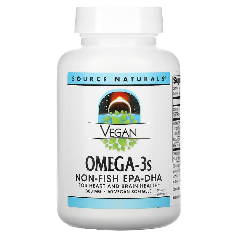 Source Naturals Vegan Omega-3S Non-Fish EPA-DHA 300 mg 60 Vegan Softgels 21078024590