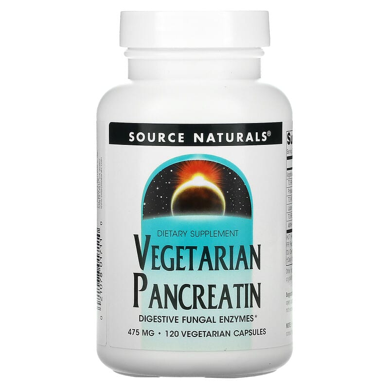Source Naturals Vegetarian Pancreatin 475 mg 120 Vegetarian Capsules 21078017110