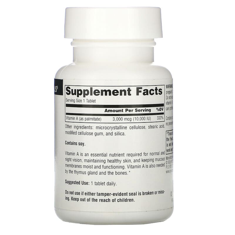 Source Naturals, Vitamin A, 10,000 IU, 100 Tablets 21078008286