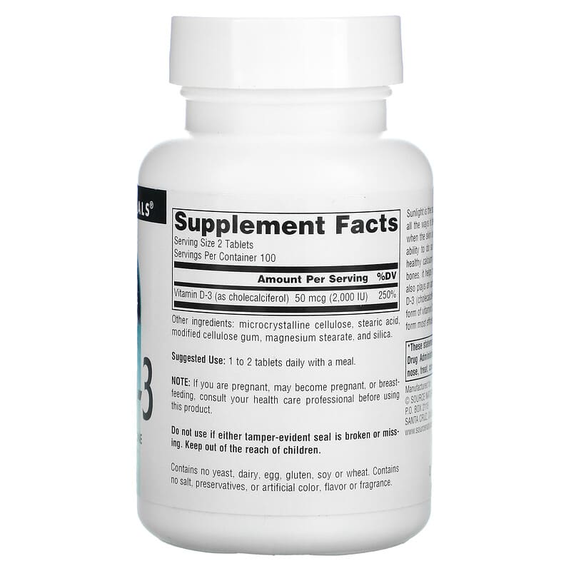 Source Naturals, Vitamin D-3, 1,000 IU, 200 Tablets 21078017929