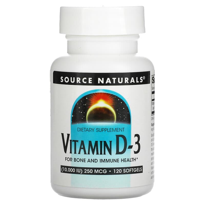 Source Naturals Vitamin D-3 10,000 IU (250 mcg) 120 Softgels 21078027928