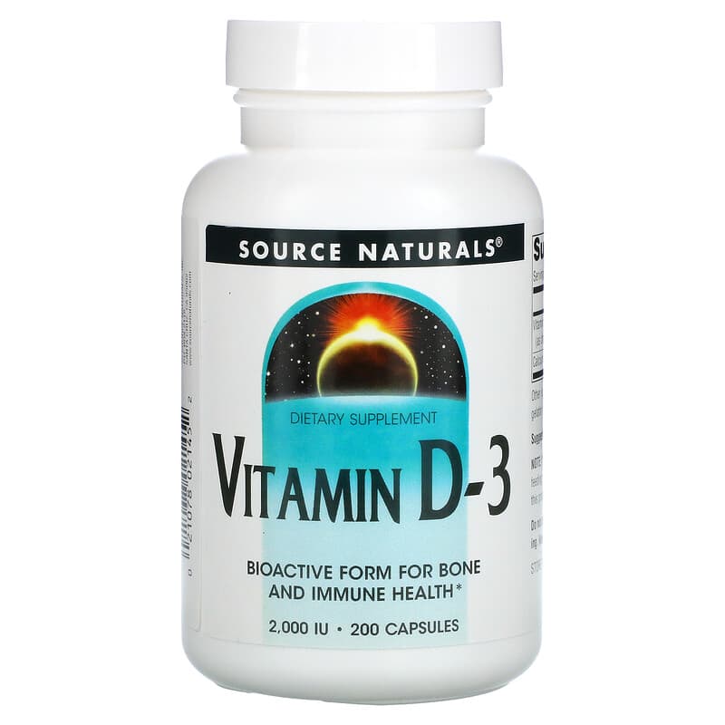 Source Naturals Vitamin D-3 2,000 IU 200 Capsules 21078021452