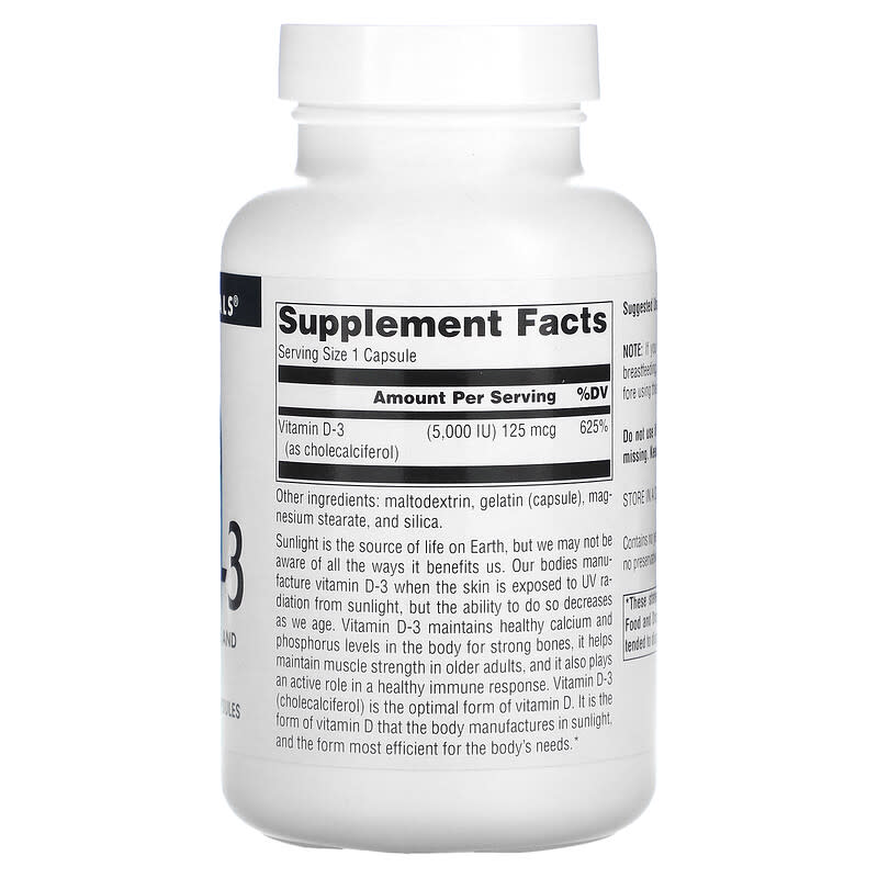 Source Naturals, Vitamin D-3, 5,000 IU (125 mcg), 240 Capsules 21078023388