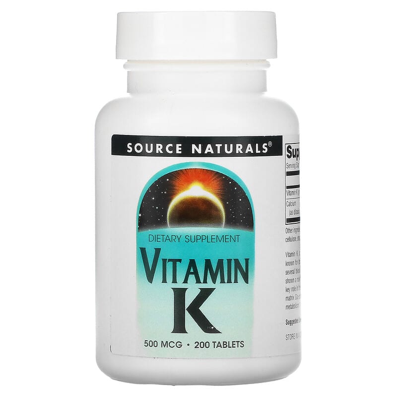 Source Naturals Vitamin K 500 mcg 200 Tablets 21078014508