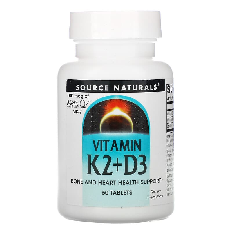 Source Naturals Vitamin K2 + D3 60 Tablets 21078019220